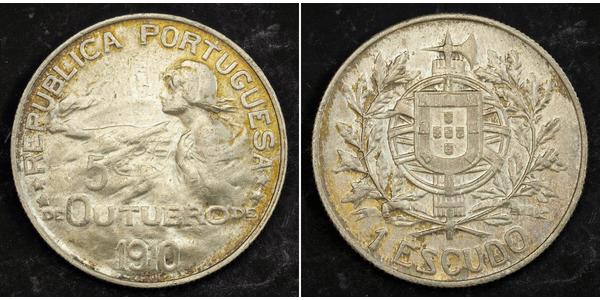 1 Escudo Prima repubblica portoghese (1910 - 1926) Argento 