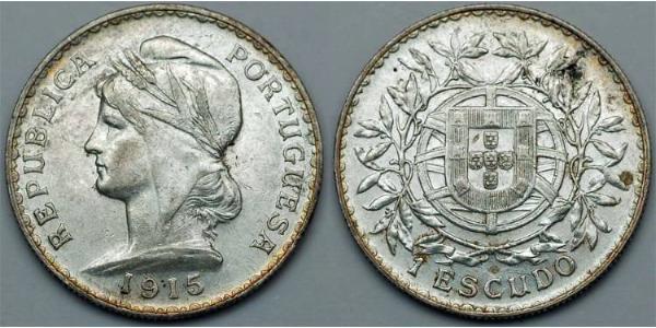 1 Escudo Prima repubblica portoghese (1910 - 1926) Argento 