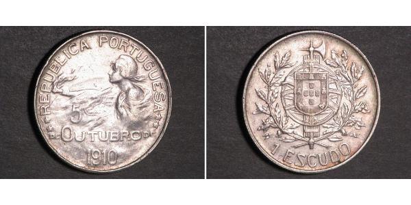 1 Escudo Prima repubblica portoghese (1910 - 1926) Argento 