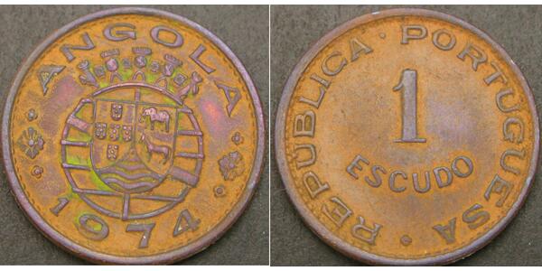 1 Escudo Portugal / Portuguese Angola (1575-1975) Bronze 