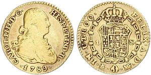1 Escudo Spanisches Kolonialreich (1700 - 1808) Gold Karl IV (1748-1819)