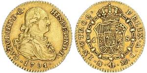 1 Escudo Spanish Empire (1700 - 1808) Gold Charles IV of Spain (1748-1819)