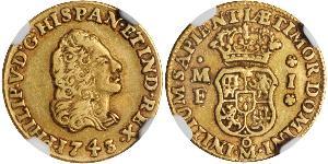 1 Escudo Spanish Mexico  / Kingdom of New Spain (1519 - 1821) Gold Philip V of Spain(1683-1746)