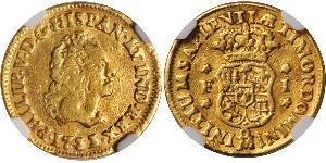 1 Escudo Spanish Mexico  / Kingdom of New Spain (1519 - 1821) Gold Philip V of Spain(1683-1746)