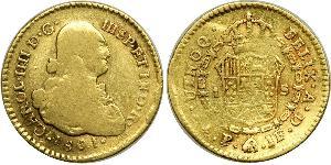 1 Escudo Viceroyalty of New Granada (1717 - 1819) Gold Charles IV of Spain (1748-1819)