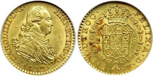 1 Escudo Imperio español (1700 - 1808) Oro Carlos IV de España (1748-1819)