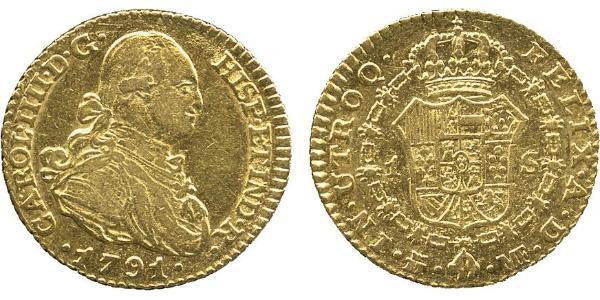 1 Escudo Imperio español (1700 - 1808) Oro Carlos IV de España (1748-1819)