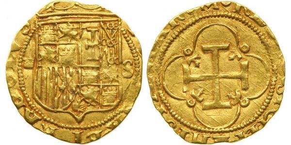 1 Escudo Spagna degli Asburgo (1506 - 1700) Oro Carlo V del Sacro Romano Impero (1500-1558)