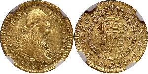 1 Escudo Vicereame della Nuova Granada (1717 - 1819) Oro Carlo IV di Spagna (1748-1819)