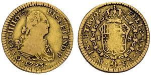 1 Escudo Vicereame della Nuova Spagna (1519 - 1821) Oro Carlo IV di Spagna (1748-1819)