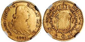 1 Escudo Vicereame della Nuova Spagna (1519 - 1821) Oro Carlo IV di Spagna (1748-1819)