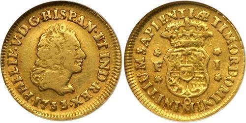 1 Escudo Vicereame della Nuova Spagna (1519 - 1821) Oro Filippo V di Spagna (1683-1746)