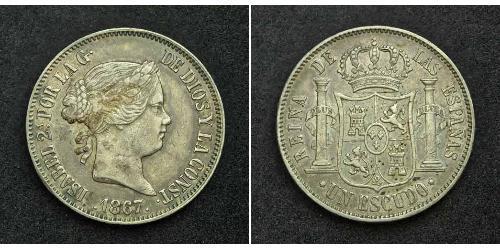 1 Escudo España Plata Isabella II of Spain (1830- 1904)