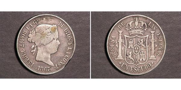 1 Escudo España Plata Isabella II of Spain (1830- 1904)