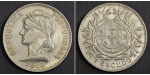 1 Escudo Primera República Portuguesa (1910 - 1926) Plata 