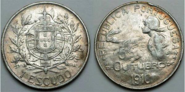 1 Escudo Primera República Portuguesa (1910 - 1926) Plata 