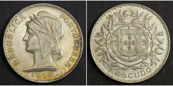 1 Escudo Primera República Portuguesa (1910 - 1926) Plata 