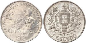 1 Escudo First Portuguese Republic (1910 - 1926) Silver 