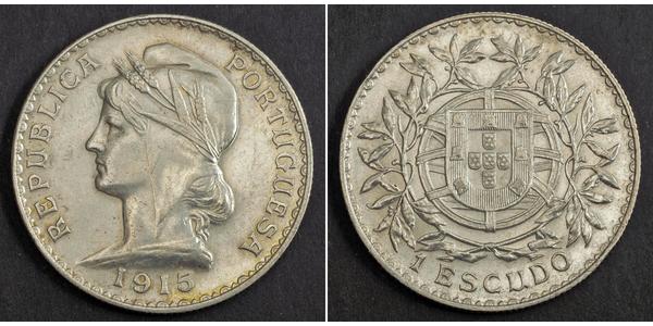 1 Escudo First Portuguese Republic (1910 - 1926) Silver 