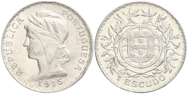 1 Escudo First Portuguese Republic (1910 - 1926) Silver 