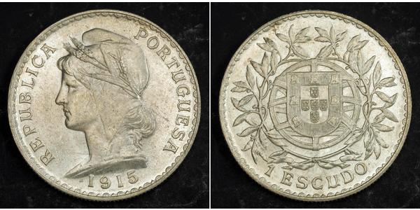 1 Escudo First Portuguese Republic (1910 - 1926) Silver 