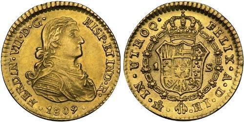 1 Escudo 新西班牙總督轄區 (1535 - 1821) 金 费尔南多七世 (1784 - 1833)