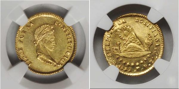 1 Escudo 玻利維亞 金 Simon Bolivar (1783 - 1830)