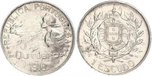 1 Escudo First Portuguese Republic (1910 - 1926) 銀 