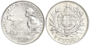 1 Escudo First Portuguese Republic (1910 - 1926) 銀 