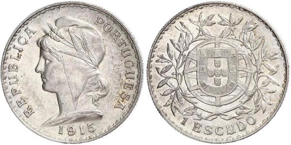 1 Escudo First Portuguese Republic (1910 - 1926) 銀 