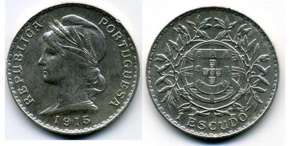1 Escudo First Portuguese Republic (1910 - 1926) 銀 