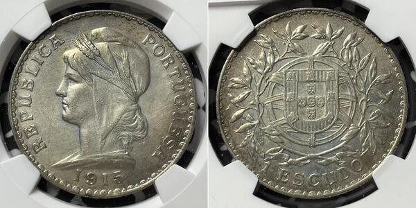 1 Escudo First Portuguese Republic (1910 - 1926) 銀 