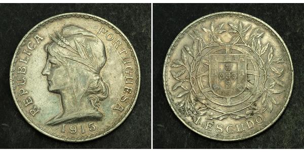 1 Escudo First Portuguese Republic (1910 - 1926) 銀 