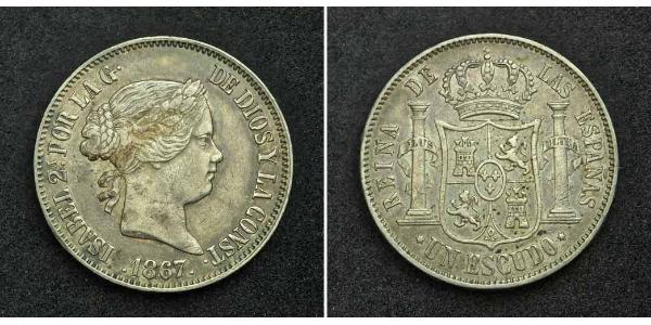 1 Escudo 西班牙 銀 Isabella II of Spain (1830- 1904)