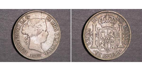 1 Escudo 西班牙 銀 Isabella II of Spain (1830- 1904)