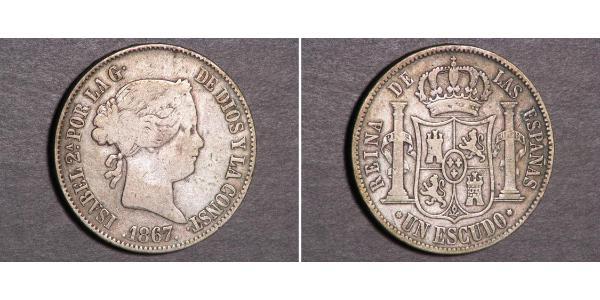 1 Escudo 西班牙 銀 Isabella II of Spain (1830- 1904)