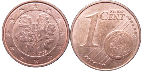 1 Eurocent Alemania (1990 - ) Cobre/Acero 