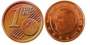 1 Eurocent Belgio Rame/Acciaio Albert II dei Belgi