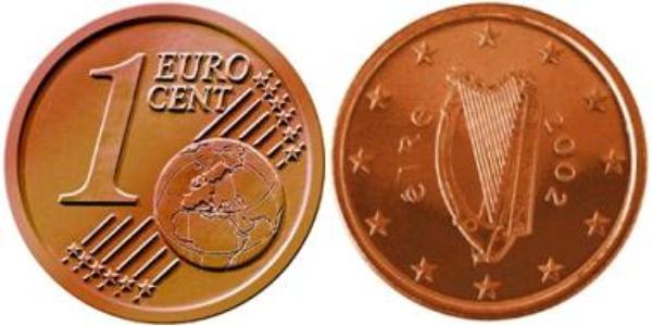 1 Eurocent 爱尔兰共和国 Steel/銅 