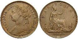 1 Farthing Reino Unido de Gran Bretaña e Irlanda (1801-1922) Bronce Victoria (1819 - 1901)