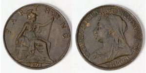 1 Farthing Vereinigtes Königreich von Großbritannien und Irland (1801-1922) Bronze Victoria (1819 - 1901)