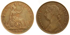 1 Farthing Vereinigtes Königreich von Großbritannien und Irland (1801-1922) Bronze Victoria (1819 - 1901)