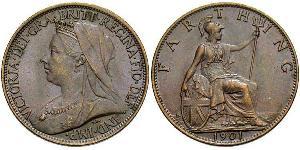 1 Farthing Regno Unito di Gran Bretagna e Irlanda (1801-1922) Bronzo Vittoria (1819 - 1901)