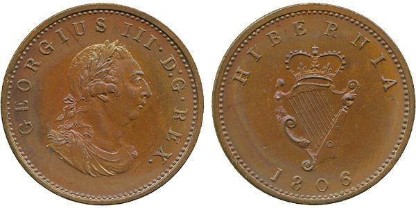 1 Farthing Irlanda (1922 - ) Cobre Jorge III (1738-1820)