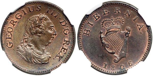 1 Farthing Irlanda (1922 - ) Cobre Jorge III (1738-1820)