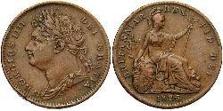 1 Farthing Reino Unido de Gran Bretaña e Irlanda (1801-1922) Cobre Jorge IV (1762-1830)