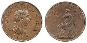1 Farthing Reino Unido de Gran Bretaña e Irlanda (1801-1922) Cobre Jorge III (1738-1820)