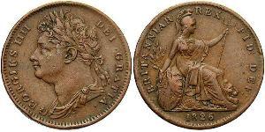 1 Farthing Reino Unido de Gran Bretaña e Irlanda (1801-1922) Cobre Jorge IV (1762-1830)