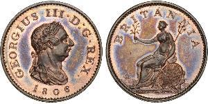 1 Farthing Reino Unido de Gran Bretaña e Irlanda (1801-1922) Cobre Jorge III (1738-1820)