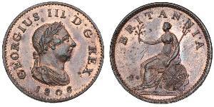 1 Farthing Reino Unido de Gran Bretaña e Irlanda (1801-1922) Cobre Jorge III (1738-1820)